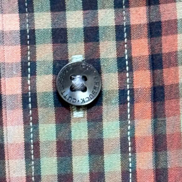 Cutter & Buck Button Down Gingham Check Long Sleeve Brown Shirt Men's Medium - Picture 4 of 10